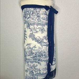 Swimwear Coverup Blue and White Print